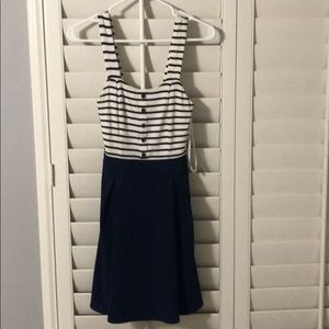 Comfortable sailor dress striped with zipper